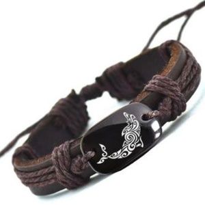 2 Dolphin Leather Adjustable Bracelet